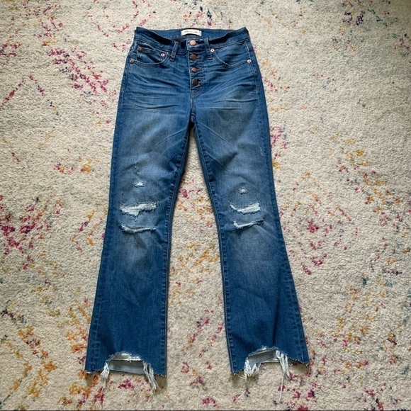 Madewell Cali Demi-Boot Jeans in Bronson Wash: Button-Front Edition sz 24 - Picture 3 of 6